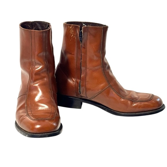 70s  Men’s size 7.5 Vintage Retro Brown Leather Retro Ankle Zip Boot main image 6